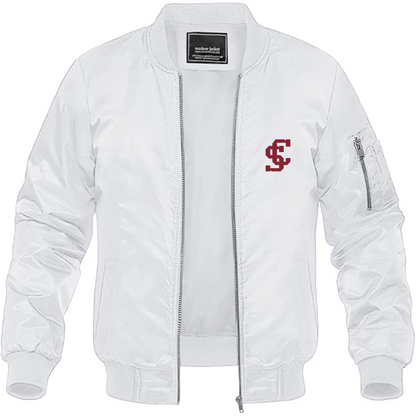 Men's Santa Clara Broncos Logo Lightweight Bomber Jacket Windbreaker Softshell Varsity Jacket Coat