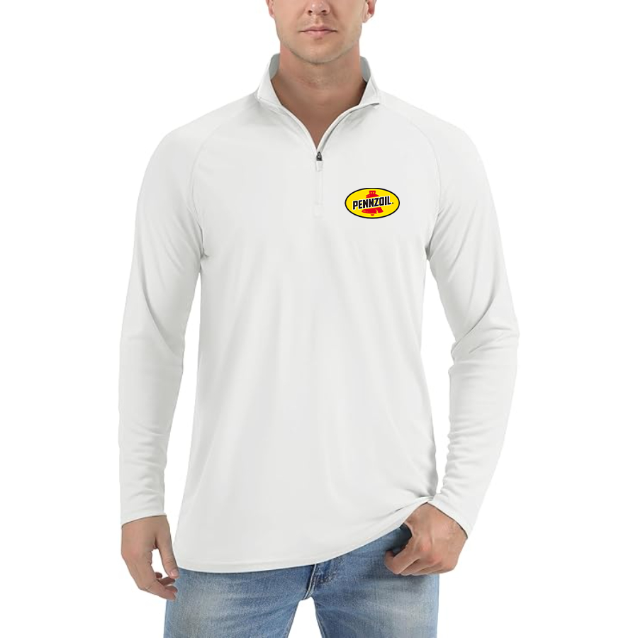 Men's Pennzoil Logo Lightweight Quarter-Zip Athletic Shirt Long Sleeve Performance Wear