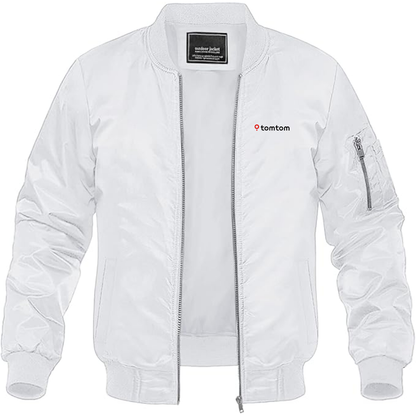 Men's TomTom Logo Lightweight Bomber Jacket Windbreaker Softshell Varsity Jacket Coat