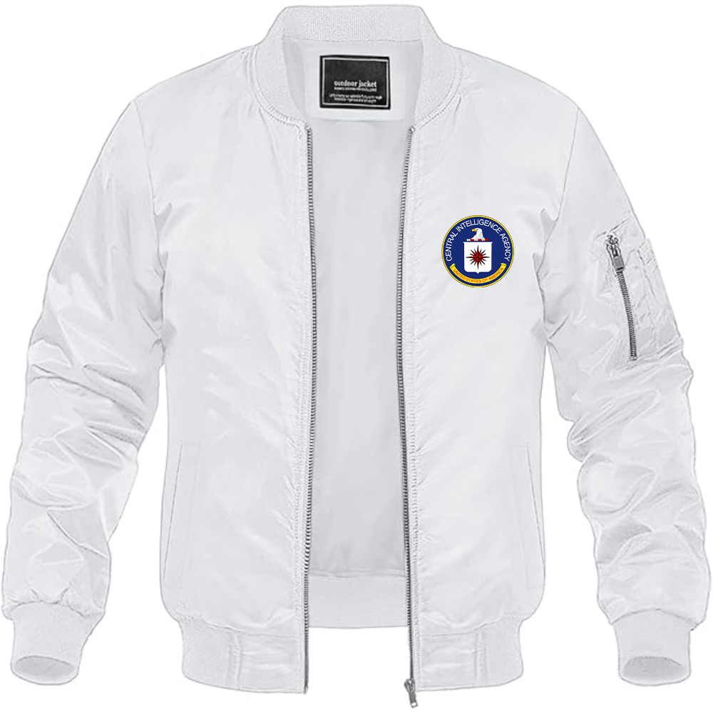 Men's CIA Logo Lightweight Bomber Jacket Windbreaker Softshell Varsity Jacket Coat