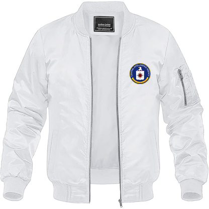 Men's CIA Logo Lightweight Bomber Jacket Windbreaker Softshell Varsity Jacket Coat