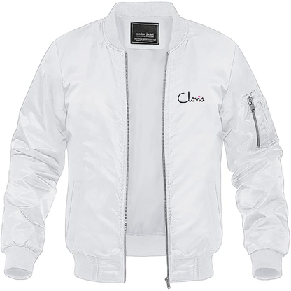 Men's Clovia Logo Lightweight Bomber Jacket Windbreaker Softshell Varsity Jacket Coat