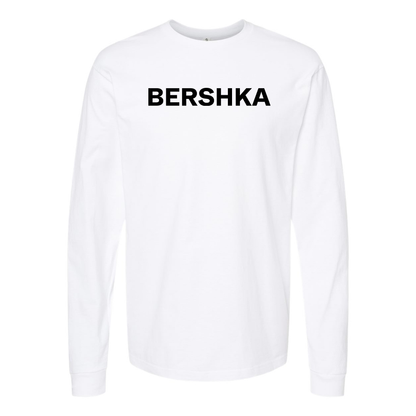 Men's Bershka Logo Cotton Long Sleeve T-Shirt