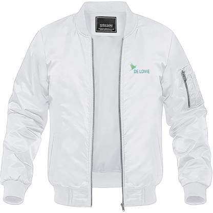Men's De Lovie Logo Lightweight Bomber Jacket Windbreaker Softshell Varsity Jacket Coat