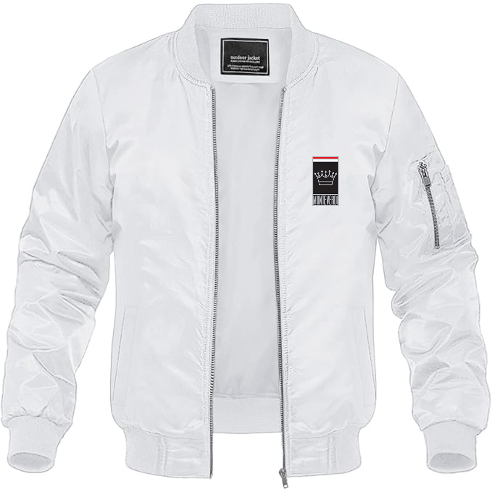 Men's Monteverdi Logo Lightweight Bomber Jacket Windbreaker Softshell Varsity Jacket Coat