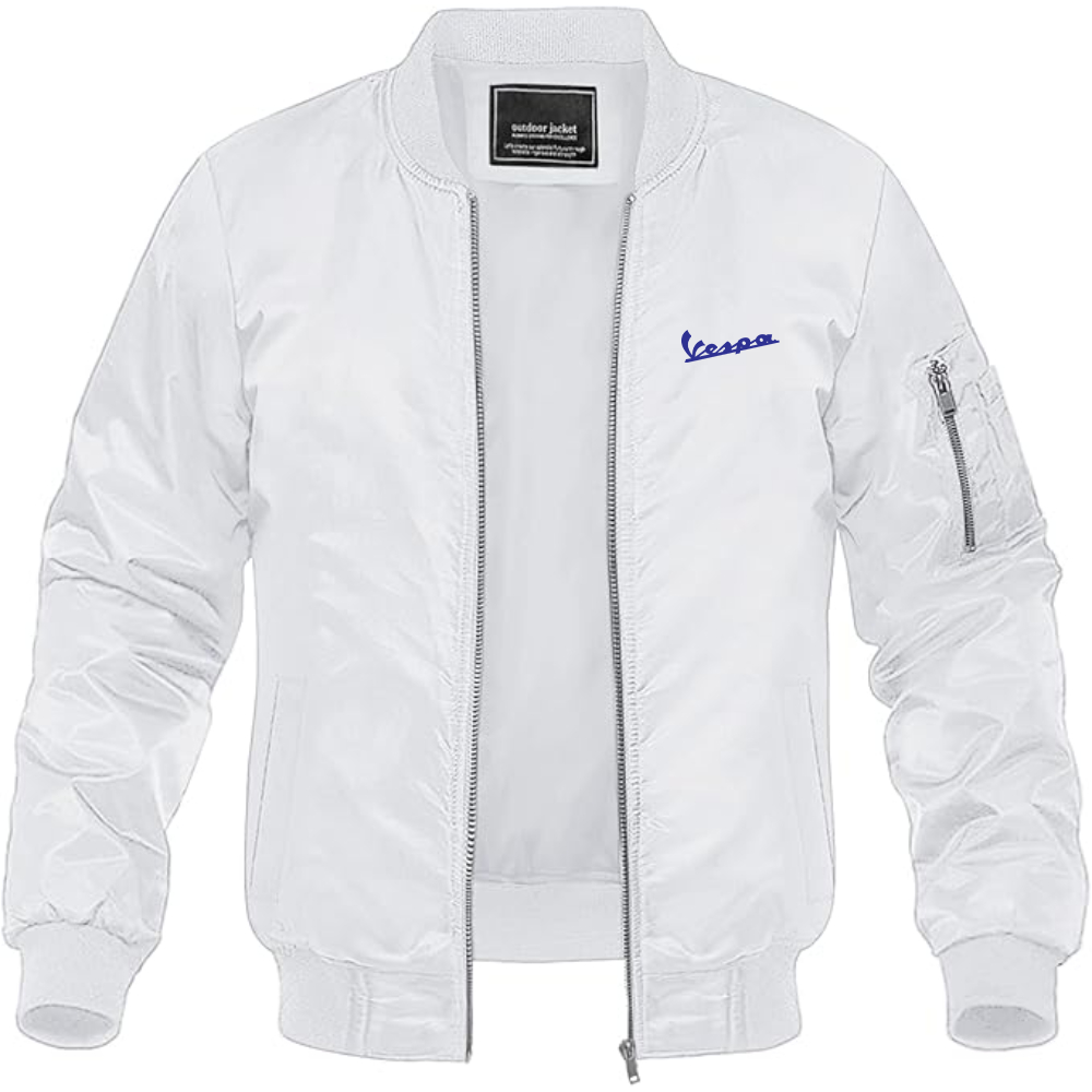 Men's Vespa Logo Lightweight Bomber Jacket Windbreaker Softshell Varsity Jacket Coat