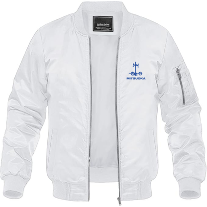 Men's Mitsuoka Logo Lightweight Bomber Jacket Windbreaker Softshell Varsity Jacket Coat
