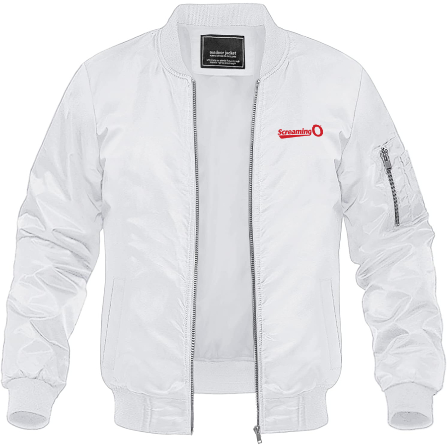 Men's ScreamingO Logo Lightweight Bomber Jacket Windbreaker Softshell Varsity Jacket Coat