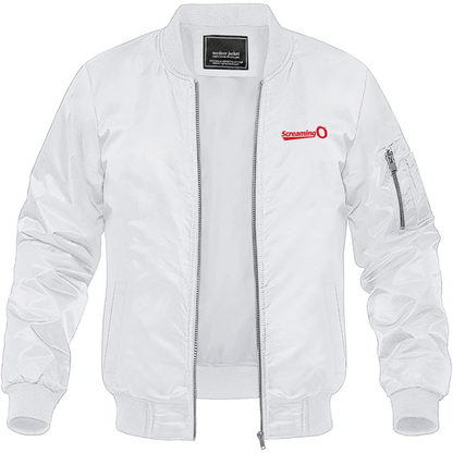 Men's ScreamingO Logo Lightweight Bomber Jacket Windbreaker Softshell Varsity Jacket Coat