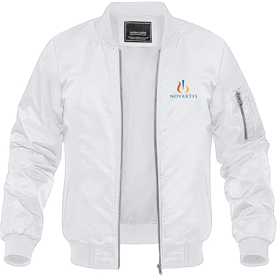 Men's Novartis Logo  Lightweight Bomber Jacket Windbreaker Softshell Varsity Jacket Coat