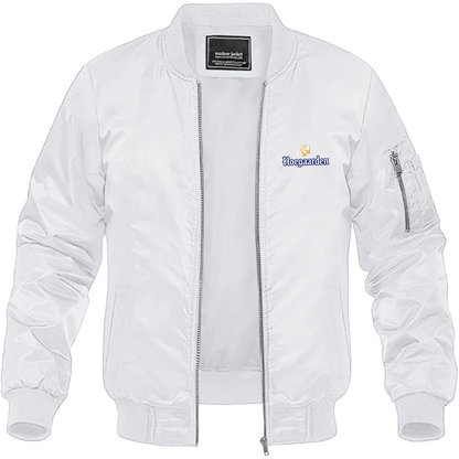 Men's Hoegaarden Logo Lightweight Bomber Jacket Windbreaker Softshell Varsity Jacket Coat