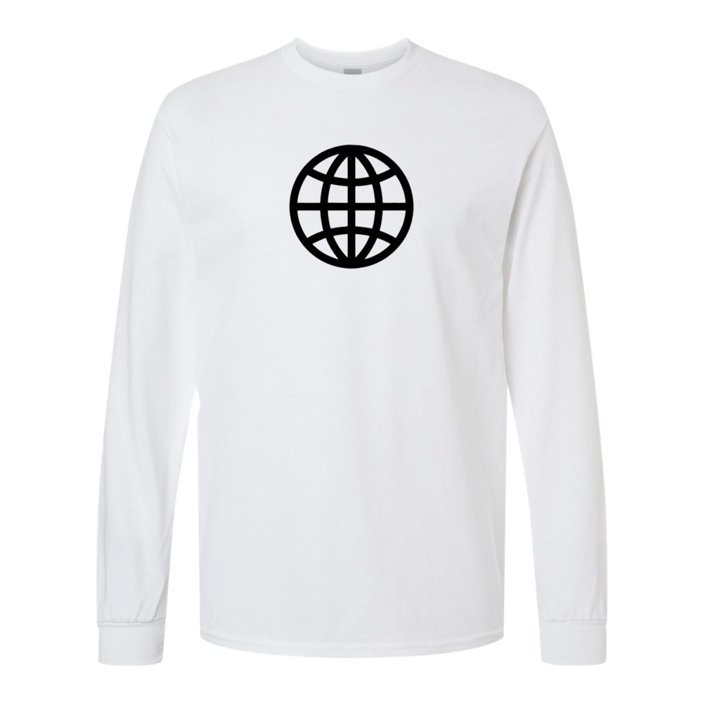 Men's  Internet Globe Gildan Heavy Cotton Long Sleeve T-Shirt