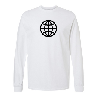Men's  Internet Globe Gildan Heavy Cotton Long Sleeve T-Shirt