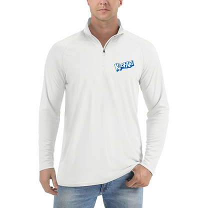 Men's kool-Aid Lightweight Quarter-Zip Athletic Shirt Long Sleeve - White