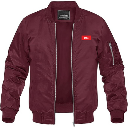 Men's IRA Logo Lightweight Bomber Jacket Windbreaker Softshell Varsity Jacket Coat
