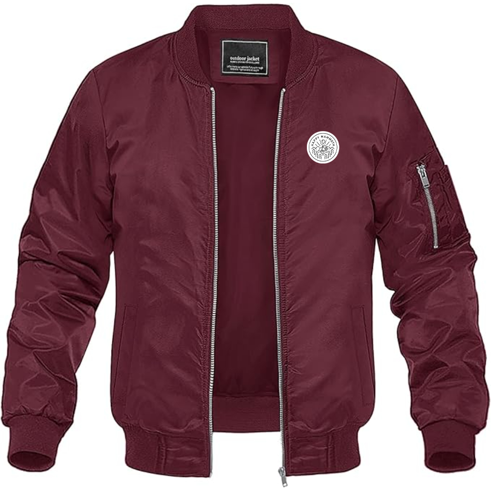 Men's Happy Mammoth Logo Lightweight Bomber Jacket Windbreaker Softshell Varsity Jacket Coat