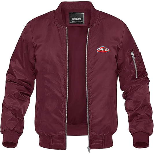 Men's Play Doh Logo Lightweight Bomber Jacket Windbreaker Softshell Varsity Jacket Coat