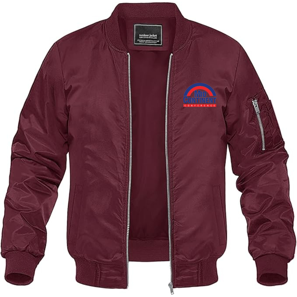 Men's Mid Continent Conference Logo Lightweight Bomber Jacket Windbreaker Softshell Varsity Jacket Coat
