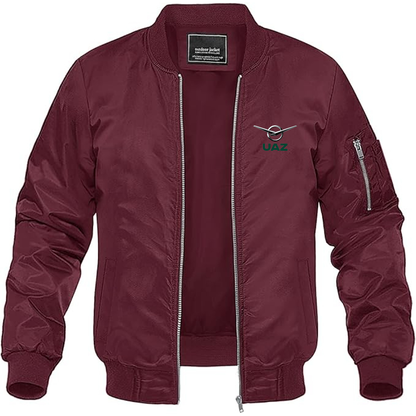 Men's UAZ Logo Lightweight Bomber Jacket Windbreaker Softshell Varsity Jacket Coat