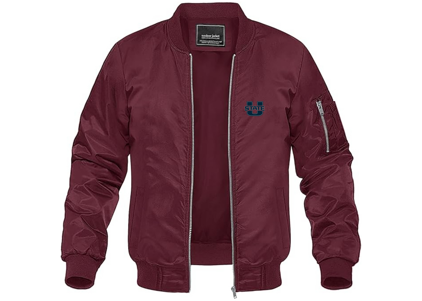 Men's Utah State Aggies Lightweight Bomber Jacket Windbreaker Softshell Varsity Jacket Coat