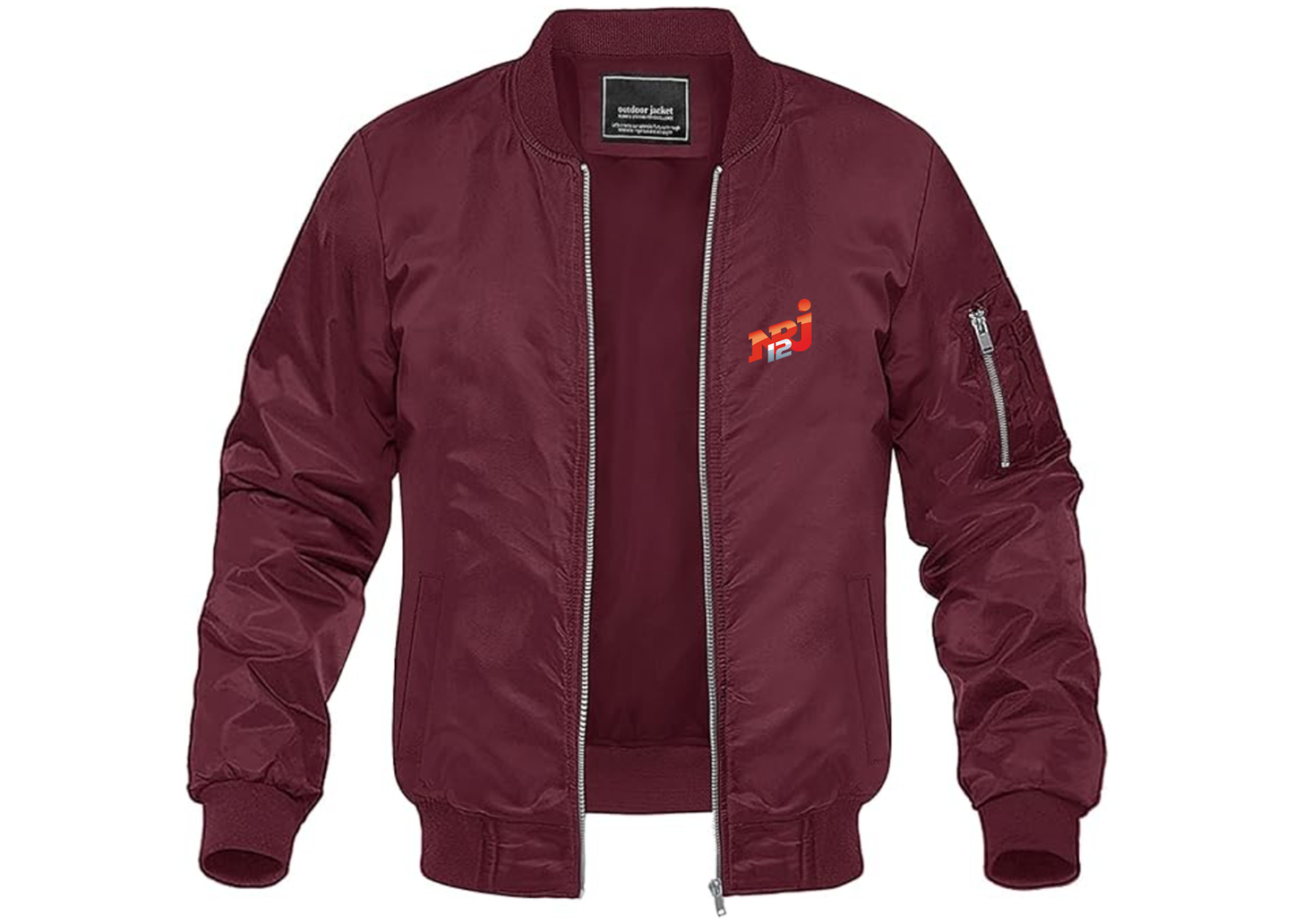Men's NRJ 12 Logo Lightweight Bomber Jacket Windbreaker Softshell Varsity Jacket Coat