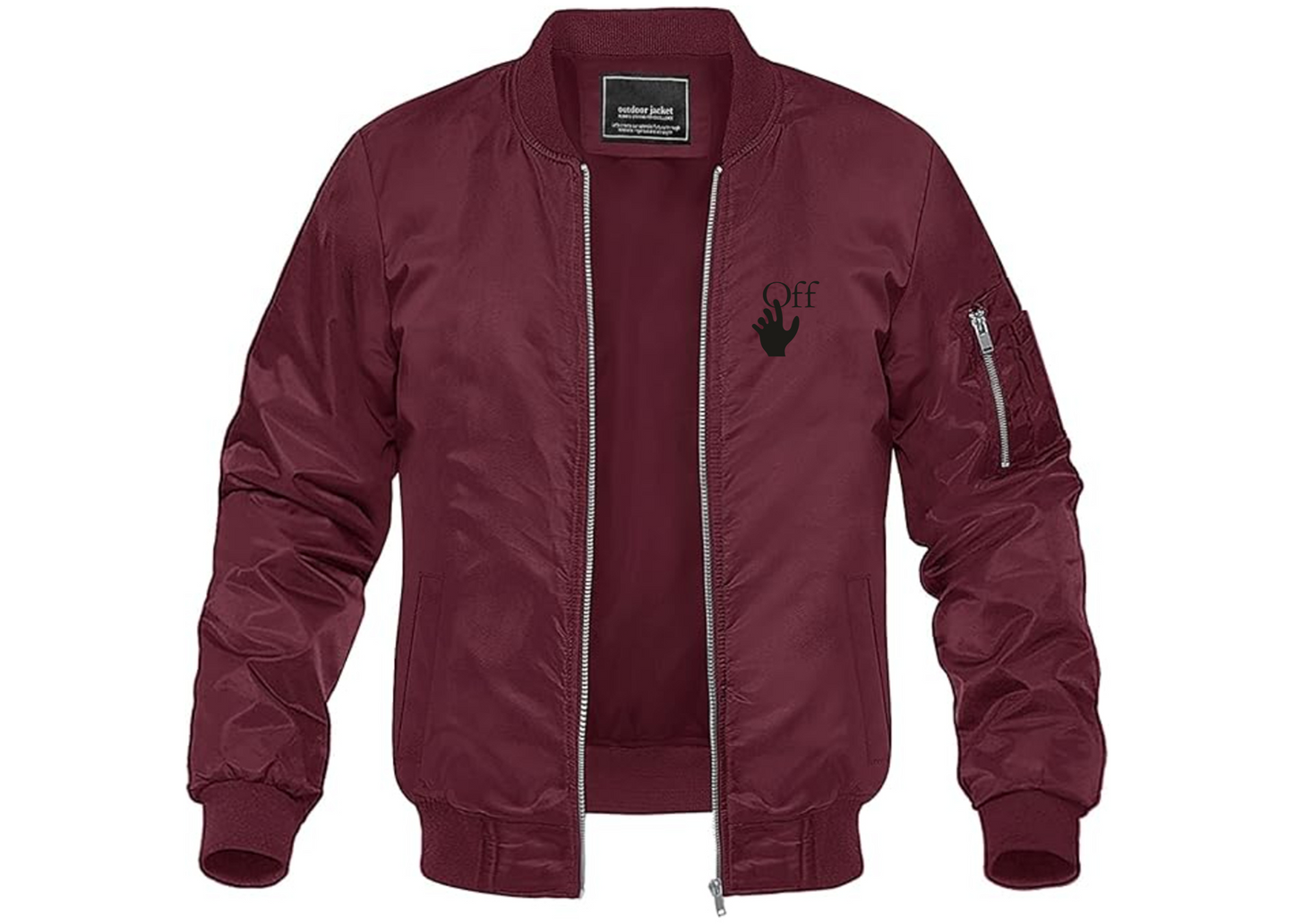 Men's Off-White Hand Lightweight Bomber Jacket Windbreaker Softshell Varsity Jacket Coat