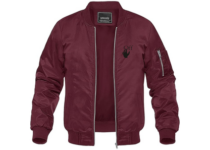 Men's Off-White Hand Lightweight Bomber Jacket Windbreaker Softshell Varsity Jacket Coat