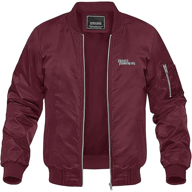 Men's Transformers Logo Lightweight Bomber Jacket Windbreaker Softshell Varsity Jacket Coat