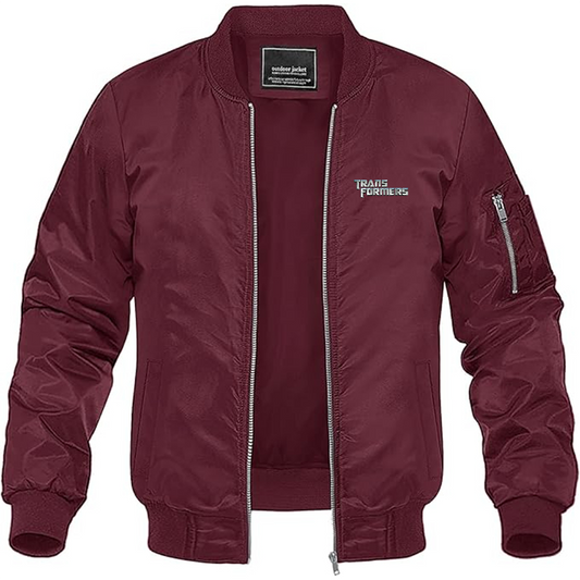 Men's Transformers Logo Lightweight Bomber Jacket Windbreaker Softshell Varsity Jacket Coat