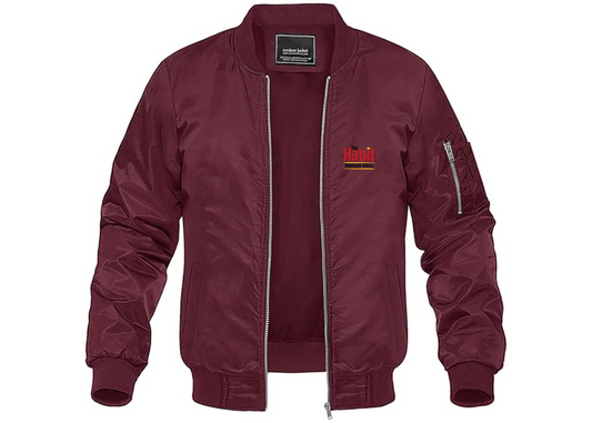 Men's The Habit Burger Grill Lightweight Bomber Jacket Windbreaker Softshell Varsity Jacket Coat