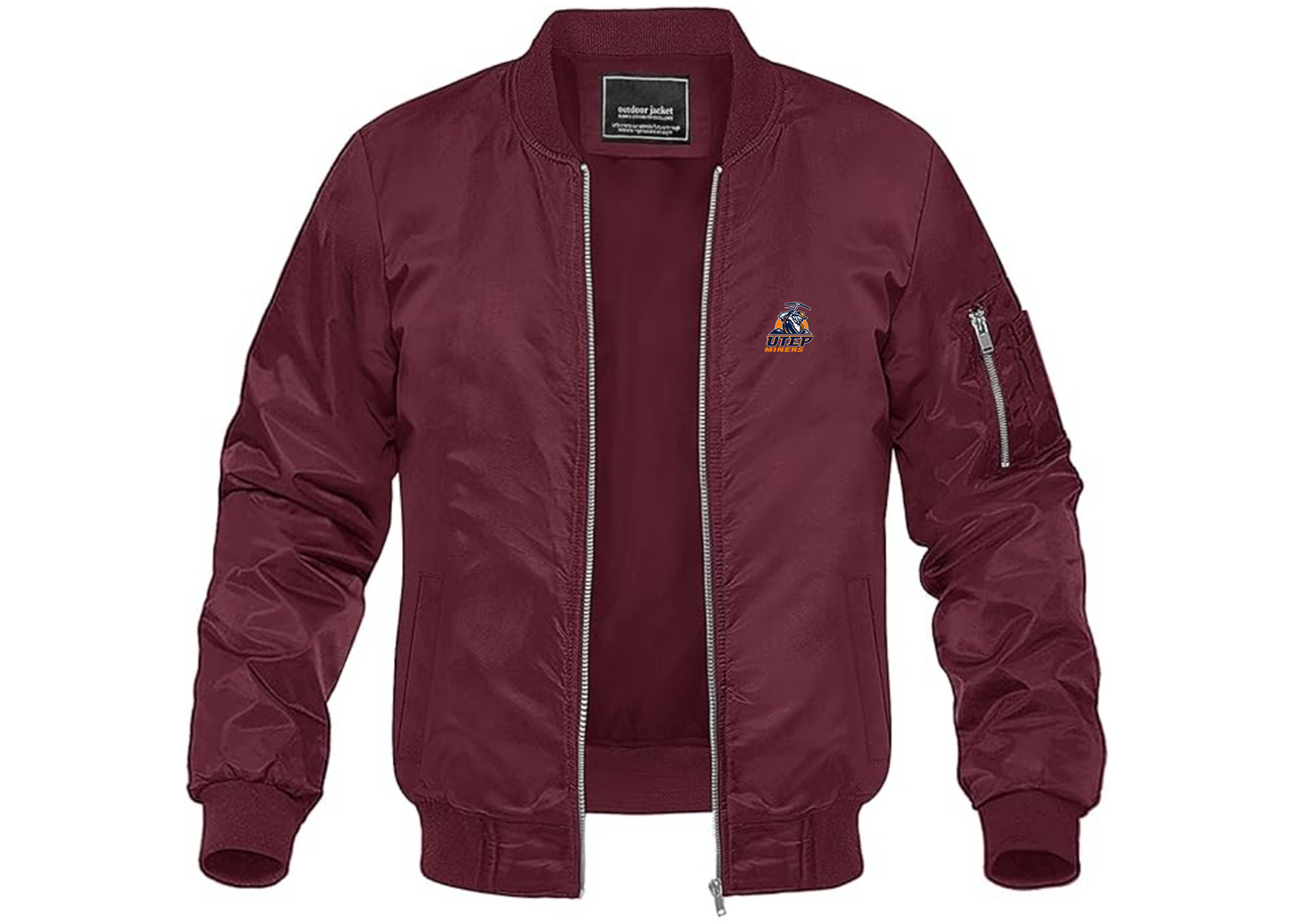 Men's UTEP Miners Lightweight Bomber Jacket Windbreaker Softshell Varsity Jacket Coat
