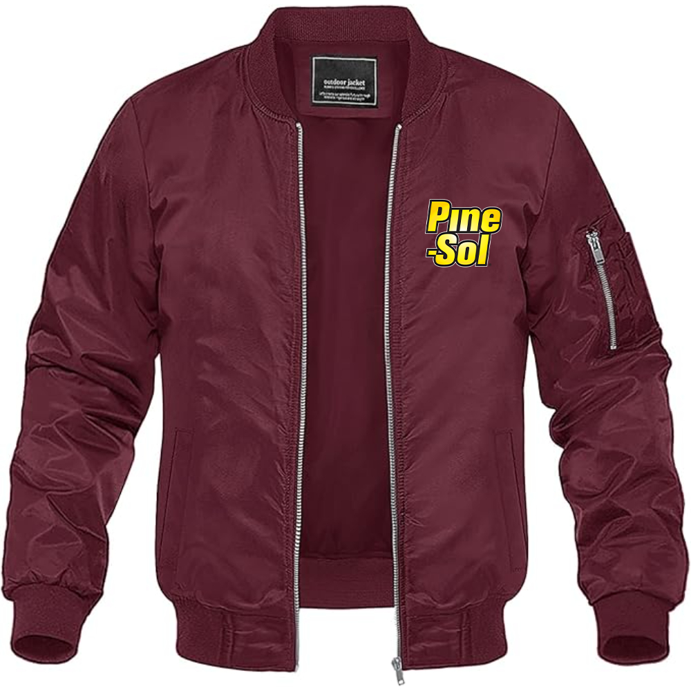 Men's Pine Sol Logo Lightweight Bomber Jacket Windbreaker Softshell Varsity Jacket Coat (Copy)