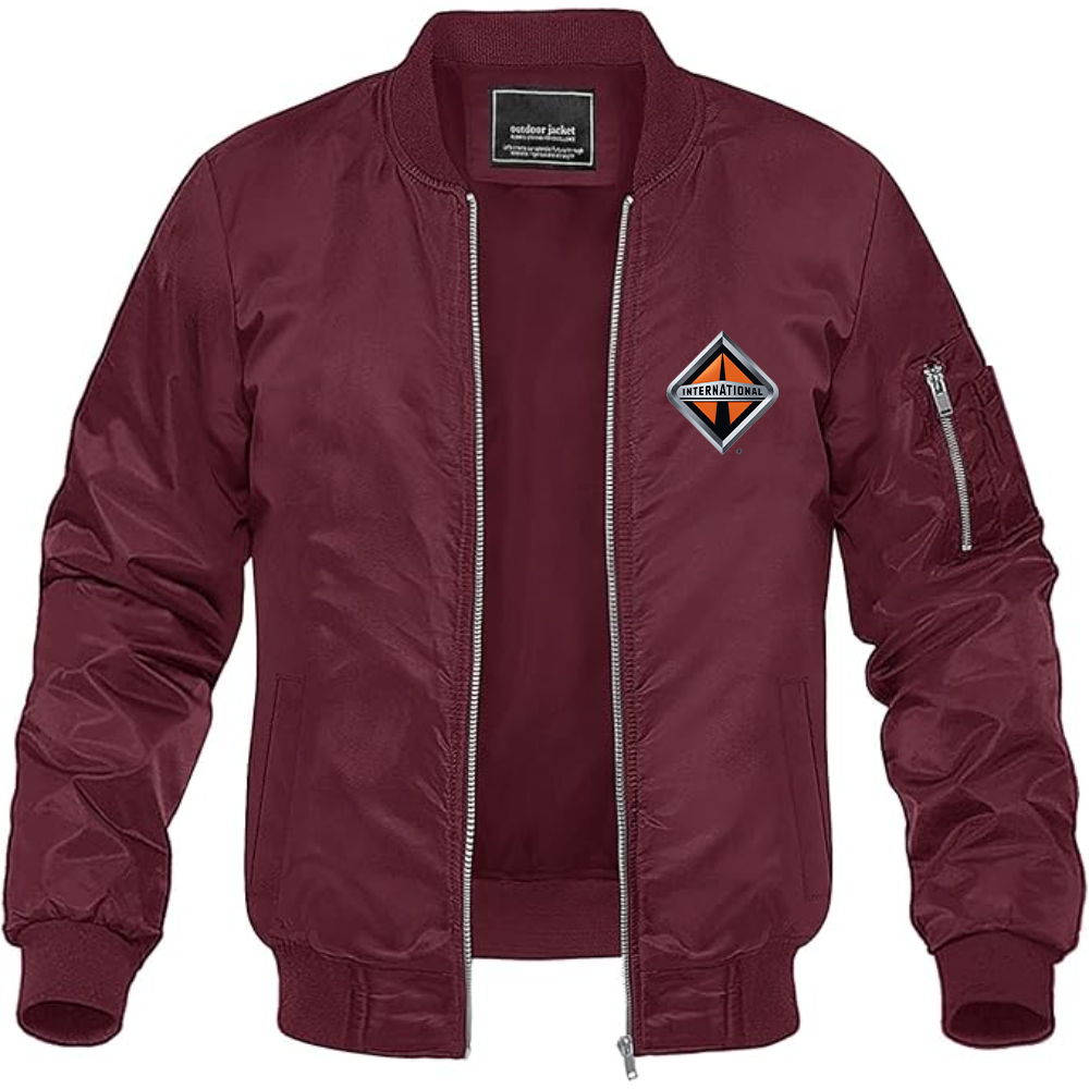 Men's International Trucks Logo Lightweight Bomber Jacket Windbreaker Softshell Varsity Jacket Coat