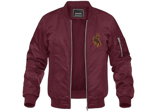 Men's Wyoming Cowboys Lightweight Bomber Jacket Windbreaker Softshell Varsity Jacket Coat