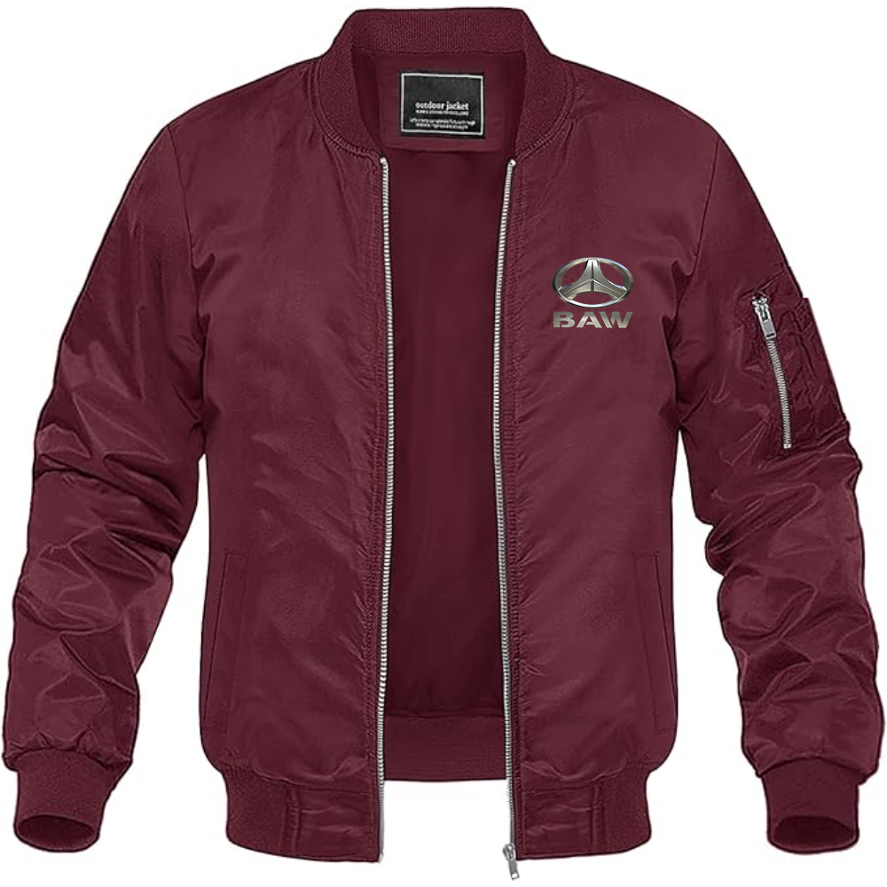 Men's Beijing Automobile Works Logo Lightweight Bomber Jacket Windbreaker Softshell Varsity Jacket Coat