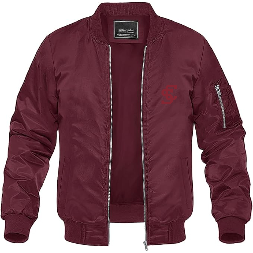 Men's Santa Clara Broncos Logo Lightweight Bomber Jacket Windbreaker Softshell Varsity Jacket Coat