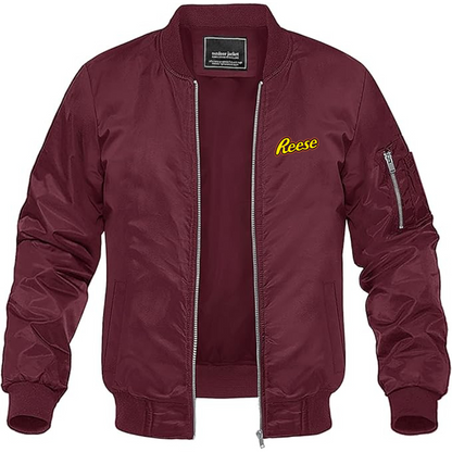 Men's Reese Peanut Butter Logo Lightweight Bomber Jacket Windbreaker Softshell Varsity Jacket Coat
