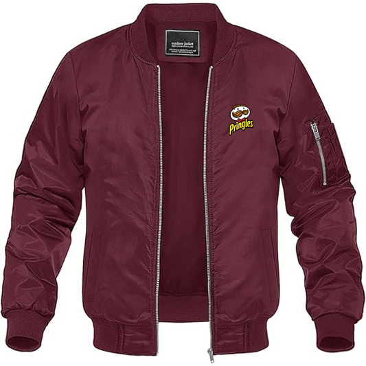 Men's Pringles Logo Lightweight Bomber Jacket Windbreaker Softshell Varsity Jacket Coat