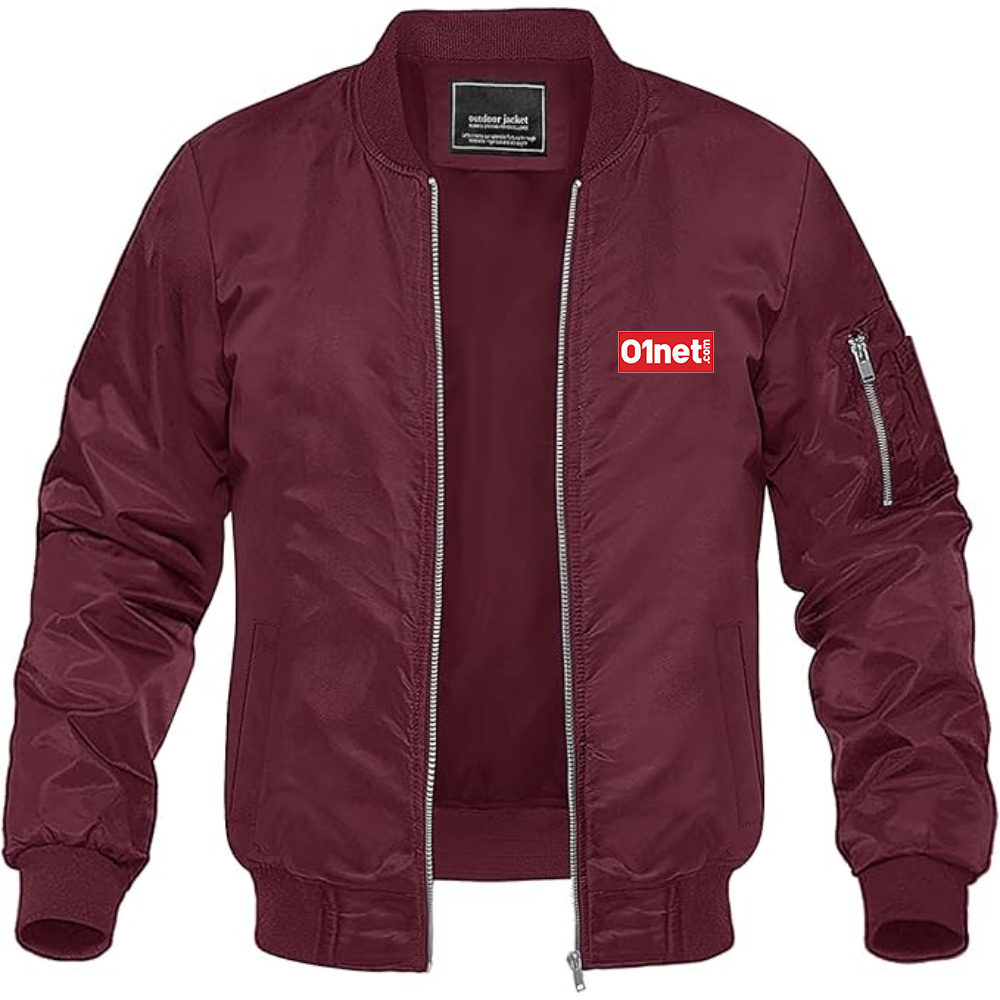 Men's 01net Logo Lightweight Bomber Jacket Windbreaker Softshell Varsity Jacket Coat