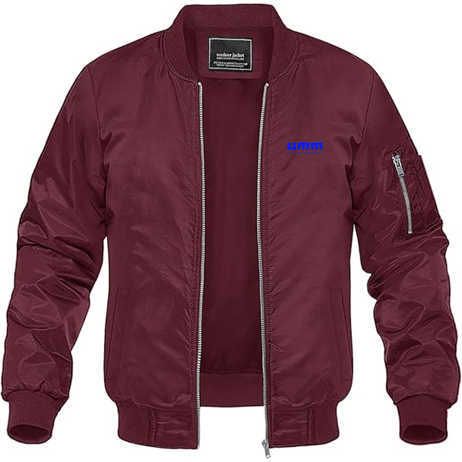 Men's UMM Logo Lightweight Bomber Jacket Windbreaker Softshell Varsity Jacket Coat