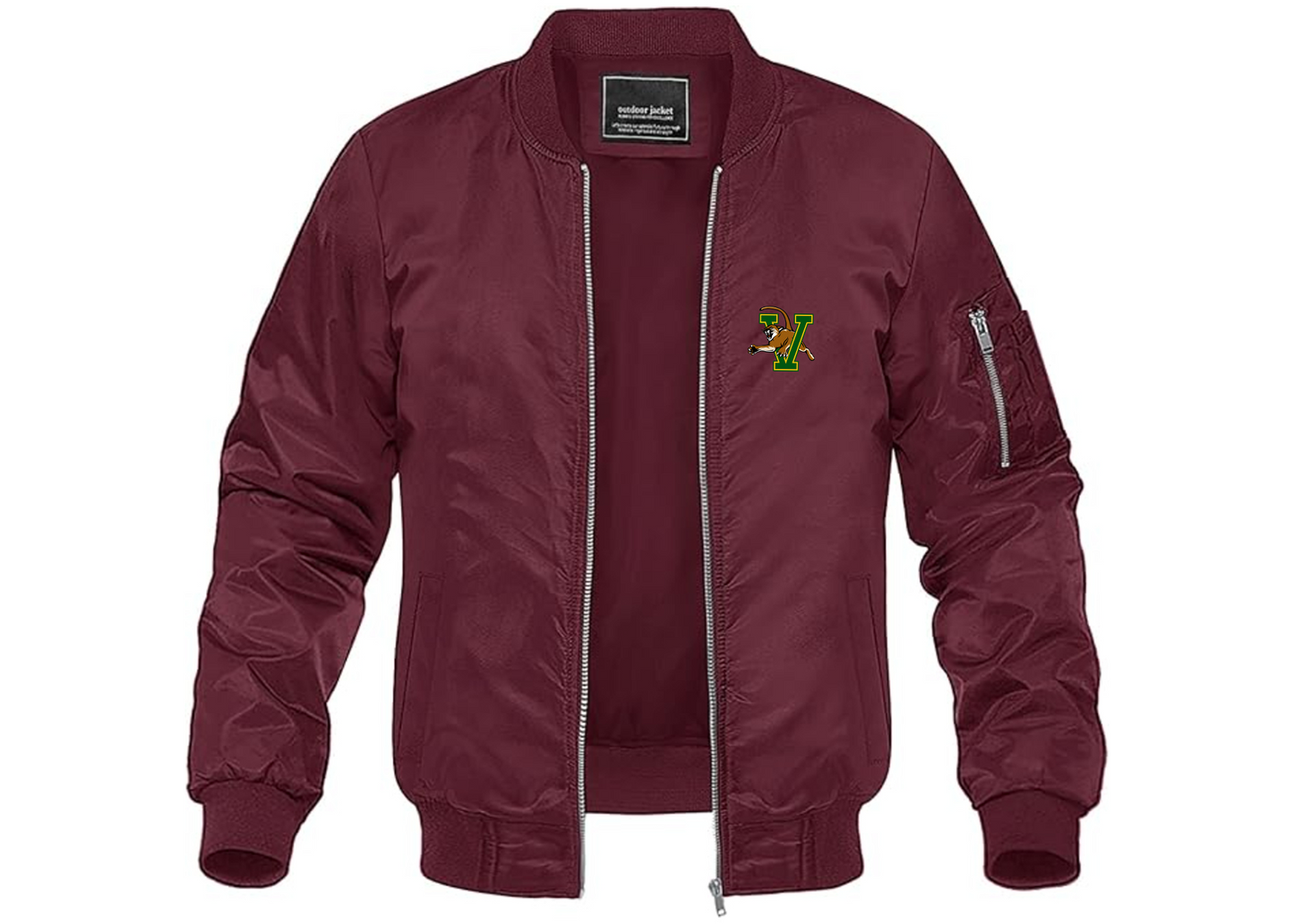 Men's Vermont Catamounts Lightweight Bomber Jacket Windbreaker Softshell Varsity Jacket Coat