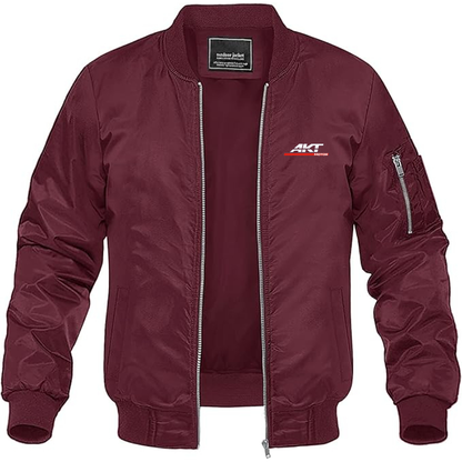 Men's AKT Logo Lightweight Bomber Jacket Windbreaker Softshell Varsity Jacket Coat