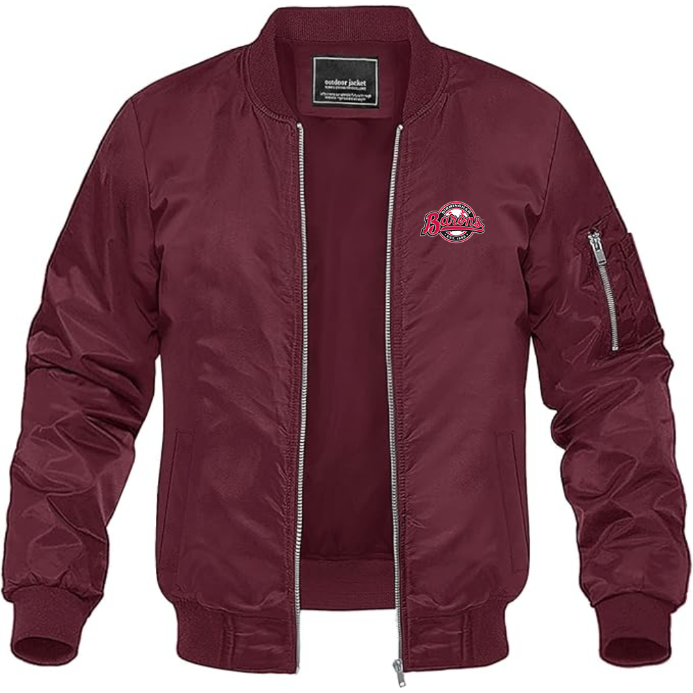 Men's Birmingham Barons Logo Lightweight Bomber Jacket Windbreaker Softshell Varsity Jacket Coat