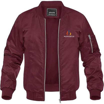 Men's Novartis Logo  Lightweight Bomber Jacket Windbreaker Softshell Varsity Jacket Coat