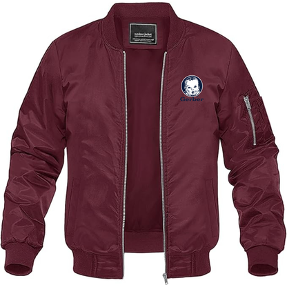 Men's Gerber Logo Lightweight Bomber Jacket Windbreaker Softshell Varsity Jacket Coat
