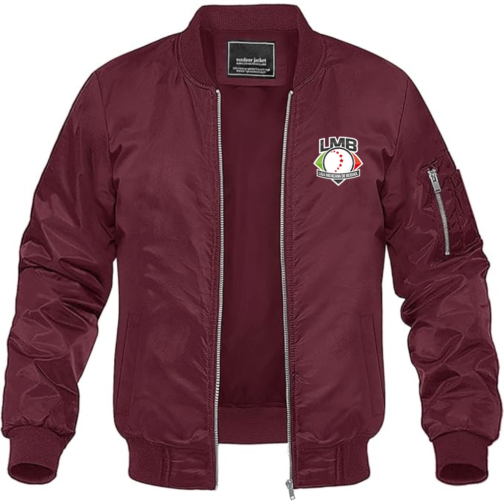 Men's Liga Mexicana de Béisbol Logo Lightweight Bomber Jacket Windbreaker Softshell Varsity Jacket Coat