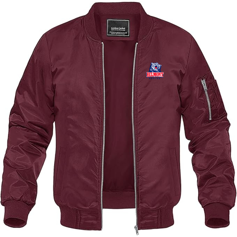 Men's  Belmont Bruins  Lightweight Bomber Jacket Windbreaker Softshell Varsity Jacket Coat