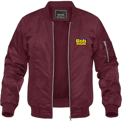 Men's Bob the Builder Logo Lightweight Bomber Jacket Windbreaker Softshell Varsity Jacket Coat