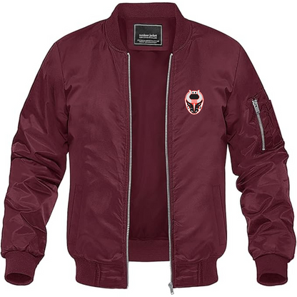 Men's Birmingham Bulls Logo Lightweight Bomber Jacket Windbreaker Softshell Varsity Jacket Coat