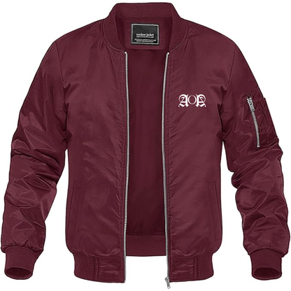 Men's AOA Logo Lightweight Bomber Jacket Windbreaker Softshell Varsity Jacket Coat